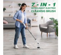 Multifunctional Long and Short Dual Purpose Electric Cleaning Brush Kitchen Bathroom Window Floor Brush(White)