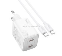 hoco N42 Elogiado PD45W Dual-port Type-C Charger with Type-C to Type-C Cable, EU Plug(White)