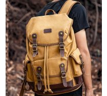 Retro Canvas Backpack Large Capacity Travel Computer Bag(Yellow)