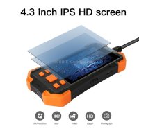 T20 4.3 inch IPS Screen 7.9mm Triple Camera IP67 Waterproof Hard Cable Digital Endoscope, Length:10m(Black Orange)