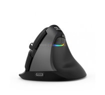 DELUX M618Mini Colorful Wireless Luminous Vertical Mouse Bluetooth Rechargeable Vertical Mouse(Classic black)