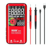 BSIDE Digital Multimeter 9999 Counts LCD Color Display DC AC Voltage Capacitance Diode Meter, Specification: S11 Recharge Version (Red)