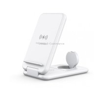 15W 3 in 1 Foldable Qi Fast Wireless Charger Station Phone Holder for iPhones & iWatchs & Airpods(White)