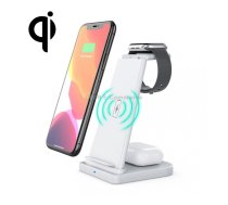 HQ-UD21 3 in 1 Folding Mobile Phone Watch Multi-Function Charging Stand Wireless Charger for iPhones & Apple Watch & Airpods (White)