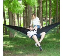 Portable Outdoor Camping Full-automatic Nylon Parachute Hammock with Mosquito Nets, Size : 290 x 140cm (Black)