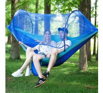 Portable Outdoor Camping Full-automatic Nylon Parachute Hammock with Mosquito Nets, Size : 290 x 140cm (Dark Blue + Baby Blue)