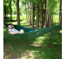 Portable Outdoor Camping Full-automatic Nylon Parachute Hammock with Mosquito Nets, Size : 290 x 140cm (Dark Green)