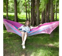 Portable Outdoor Camping Full-automatic Nylon Parachute Hammock with Mosquito Nets, Size : 290 x 140cm (Pink Blue)