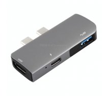 Double USB-C / Type-C to PD Port + USB 3.0 + HDMI Multifunctional Extension HUB Adapter