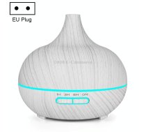 USB 400ml Wood Texture Fragrance Machine Pointed Mouth Humidifier Automatic Alcohol Sprayer with Colorful LED Light(White)