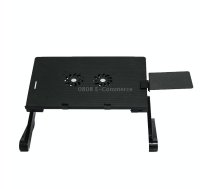 T8 Aluminum Alloy Folding & Lifting Laptop Desk Office Desk Heightening Bracket with Fan & Mouse Board (Black)