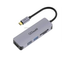 QGeeM QG-UH05-4 5 In 1 TYPE-C Extension HUB Adapter Compatible with SD/TF Reader(5-port)