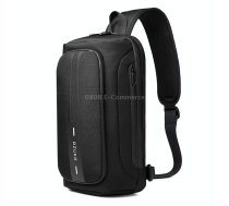 Ozuko 9315 Outdoor Waterproof Men Business Chest Bag Anti-theft Shoulder Messenger Bag with External USB Charging Port(Black)