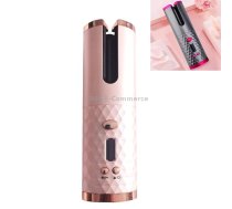 USB Charging Automatic Hair Curler Portable Mini Wireless Multi-function Curling Iron with LCD Display (Pink)