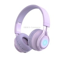 BT06C Cute Wireless Bluetooth 5.0 Headset for Children with Microphone LED Light Suppport Aux-in(Purple)