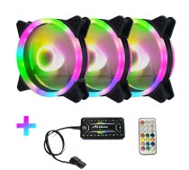 Computer CPU RGB luminous Radiator 3 Fans+Remote Control