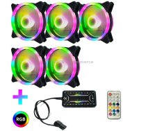 Computer CPU RGB luminous Radiator 5 Fans+Remote Control