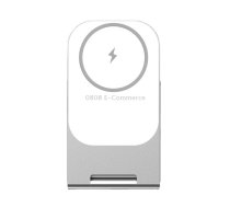 Y56 15W Folding Magnetic Wireless Charging Stand for iPhone 12 and Above(Silver)