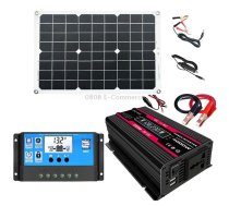 Zhi Zun Solar Power System Inverters+30A Controller+18W 18V Solar Panel, Specification: Black 12V To 110V