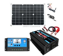 Solar Power System Inverter 30A Controller+18W 12V Solar Panel, Specification: Black 12V To 110V