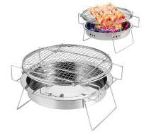 RG_011 Outdoor Round Folding Stainless Steel Barbecue Grill, Size: 30 x 19.5cm