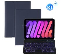 A06S Detachable Lambskin Texture Ultra-thin TPU Backlight Bluetooth Keyboard Leather Tablet Case with Stand For iPad mini 6 (Blue)
