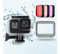 45m Waterproof Case + Touch Back Cover + Purple Red Pink Lens Filter for GoPro HERO8 Black