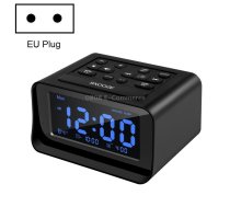 LED Digital Bedroom Alarm Clock With USB Charging Port Clock Radio Temperature Electronic Platform Clock, Specification: EU Plug(Black)