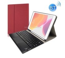 RK508C Detachable Magnetic Plastic Bluetooth Keyboard with Touchpad + Silk Pattern TPU Tablet Case for iPad 9.7 inch, with Pen Slot & Bracket(Red)