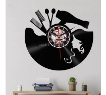 12 Inch Vinyl Record Wall Clock Haircut Girl 3D Retro Clock Living Room Decoration Quartz Wall Clock,Style: Without Light