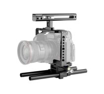 YELANGU C18 YLG0915A-C Video Camera Cage Stabilizer with Handle & Rail Rod Mount for Panasonic Lumix DC-S1H / DC-S1 / DC-S1R(Black)