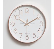 Home Office Room Modern Silent Non Ticking 12 inch Round Decorative Wall Quartz Clock (Rose Gold)