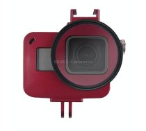 Housing Shell CNC Aluminum Alloy Protective Cage with Insurance Frame & 52mm UV Lens for GoPro HERO7 Black /6 /5 (Red)