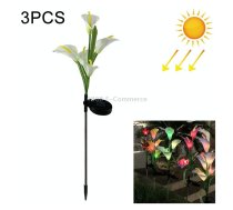 3PCS Simulated Calla Lily Flower 5 Heads Solar Powered Outdoor IP65 Waterproof LED Decorative Lawn Lamp, Colorful Light(White)