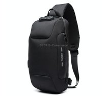 OZUKO 9223 Anti-theft Men Chest Bag Waterproof Crossbody Bag with External USB Charging Port, Style:Large Size(Black)