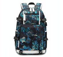 6101-4 Thermal Transfer Casual Backpack Simple Student Schoolbag(Printed Blue)