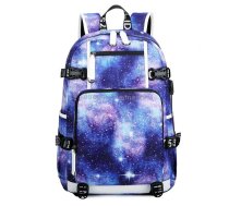 6101-4 Thermal Transfer Casual Backpack Simple Student Schoolbag(Star Blue)