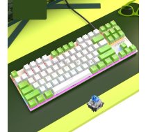 FOREV FV-301 87-keys Blue Axis Mechanical Gaming Keyboard, Cable Length: 1.6m(White + Green)
