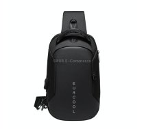 Multi Function Crossbody Bags Men Chest Bag Water Repellent Shoulder Bag with USB Charging Port, Size:L (Black)