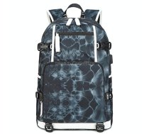 6101-5 Printed Backpack Large Capacity Computer Backpack Waterproof Student School Bag(Geometric Black)