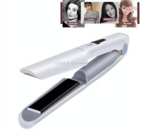 Wireless Mini USB Rechargeable Hair Straightener Hair Curler Double Purpose Hair Splint(White)