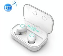 M7 TWS V5.0 Binaural Wireless Stereo Bluetooth Headset with Charging Case and Digital Display(White)