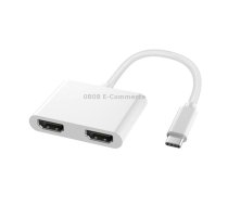 4 in 1 Multifunction USB-C / Type-C to PD USB-C / Type-C +USB 3.0+Dual HDMI HUB Docking Station (White)
