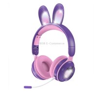 KE-01 Rabbit Ear Wireless Bluetooth 5.0 Stereo Music Foldable Headset with Mic For PC(Taro Purple)