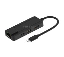 Onten 75002 8PIN to RJ45 Hub USB 2.0 Adapter(Black)