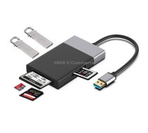 6-in-1 USB 3.0 to USB3.0 x 2+CF Card+TF Card+SD Card+XQD Card HUB Adapter