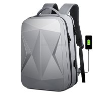 160 Large Capacity ABS Waterproof Laptop Backpack with USB Charging Port(Light Grey)