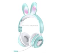 KE-01 Rabbit Ear Wireless Bluetooth 5.0 Stereo Music Foldable Headset with Mic For PC(Mint Green)