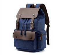 Canvas Leisure Backpack Computer Bag Student School Bag(Navy)