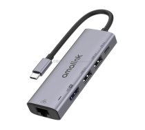 amalink 95125D Type-C / USB-C to HDMI + RJ45 + 2 Ports USB + PD 3.0 Multi-function HUB(Grey)